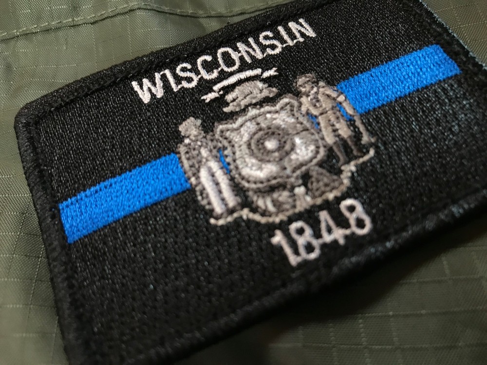 Subdued Thin Blue Line Wisconsin State Flag Patch, Law Enforcement