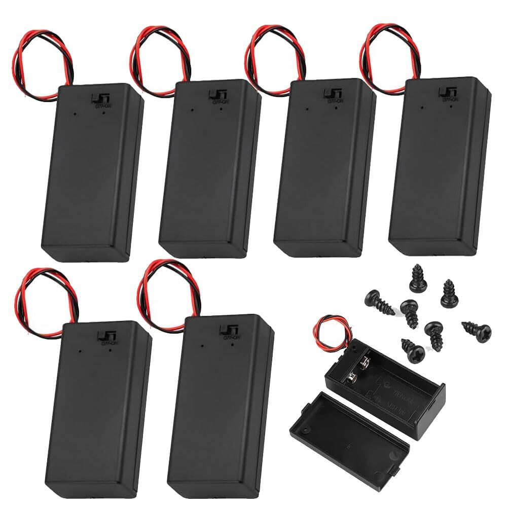 7 Pack 9V Battery Holder Case with ON/Off Switch for Students Experiments