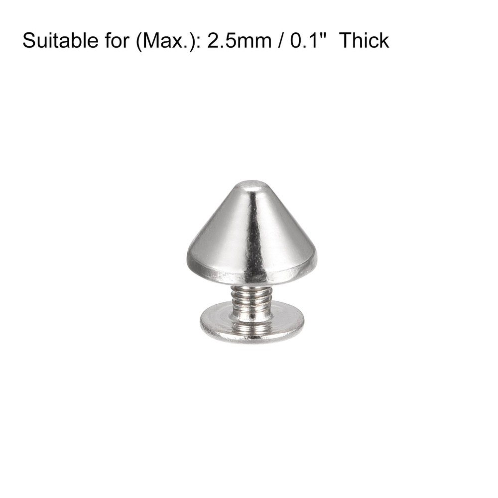 9x6mm Screw Back Rivets, 20 Set Solid Leather Studs Silver Tone
