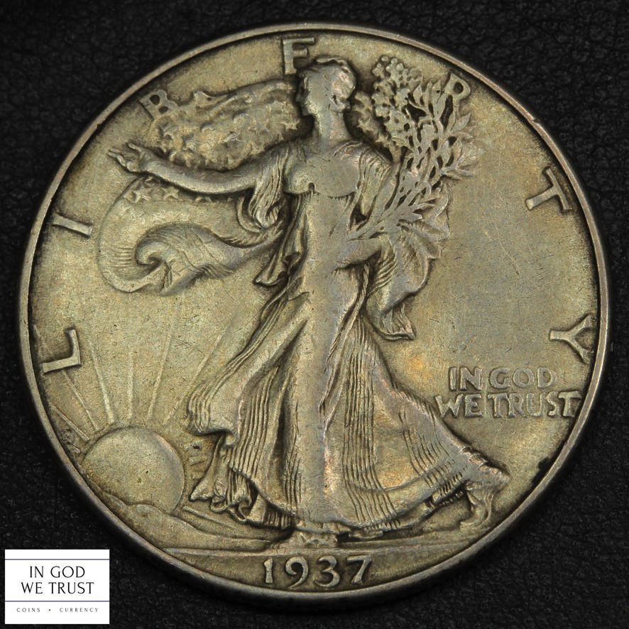 1937 D Walking Liberty Silver Half Dollar 50C
