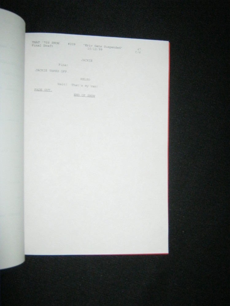 Original THAT '70s SHOW Script Season 2 EP 9 Eric Gets Suspended FINAL DRAFT