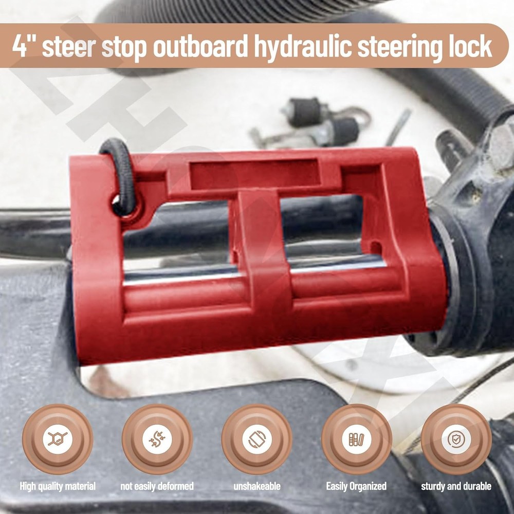 4" Steer Stop Outboard Hydraulic Steering Lock, Locks Red