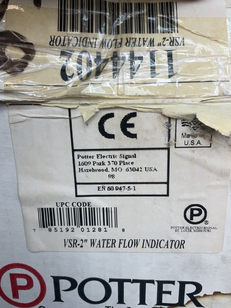 Potter VSR-2” Water Flow Indicator NIB