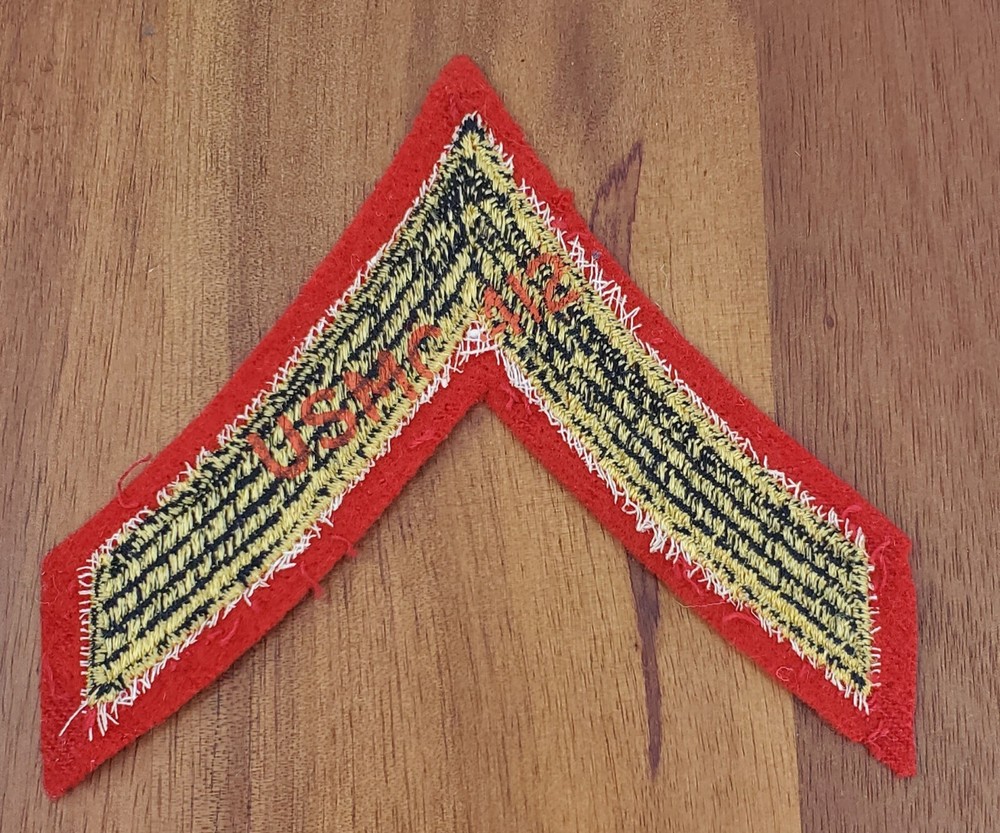 USMC Private First Class PFC Marines E2 Chevrons PATCH set! gold/red Dress Blues