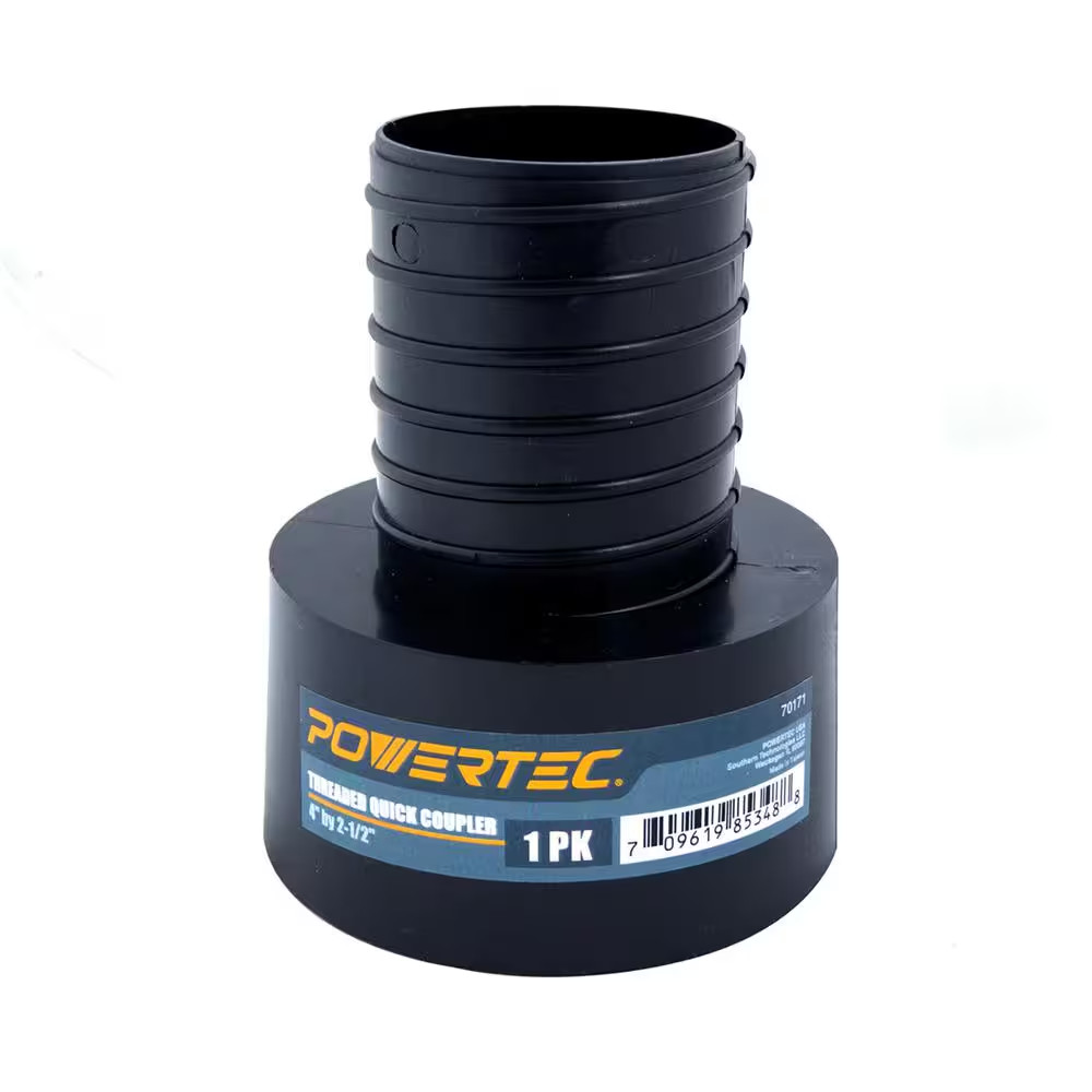 POWERTEC Dust Collection Threaded Quick Coupler Adapter, 4 x 2-1/2" (70171)