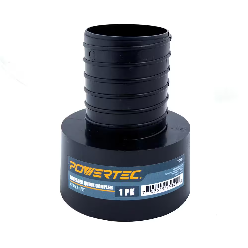 POWERTEC Dust Collection Threaded Quick Coupler Adapter, 4 x 2-1/2" (70171)