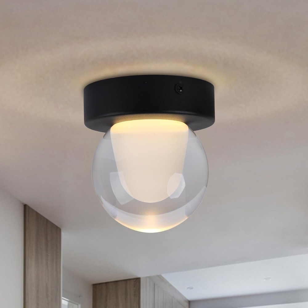 Mini Globe Semi Flush Mount Ceiling Light Fixture, Small Close to Black