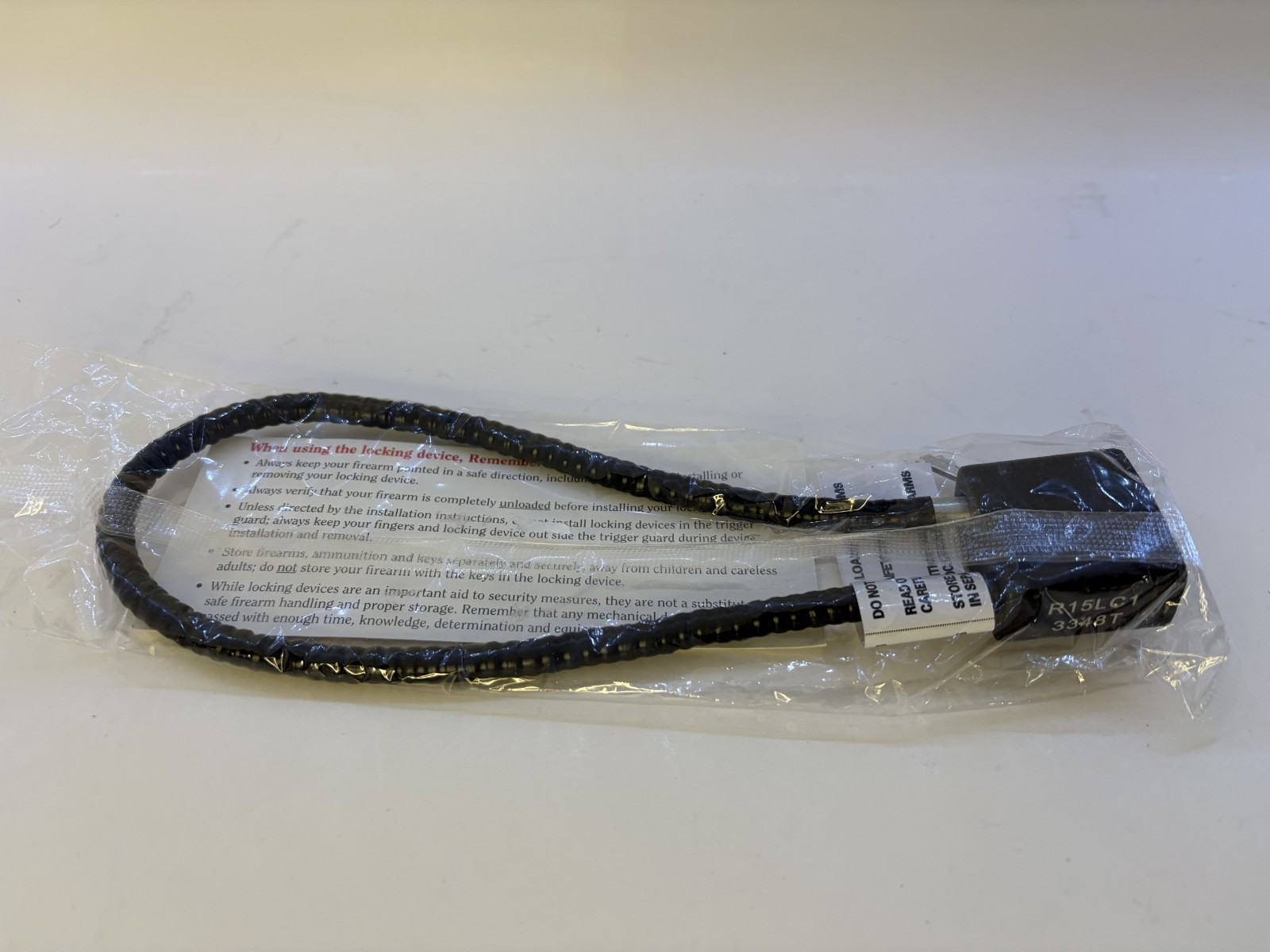 Ruger Black Cable Gun Lock With Instructions and 2 Keys NEW (R15LC1)