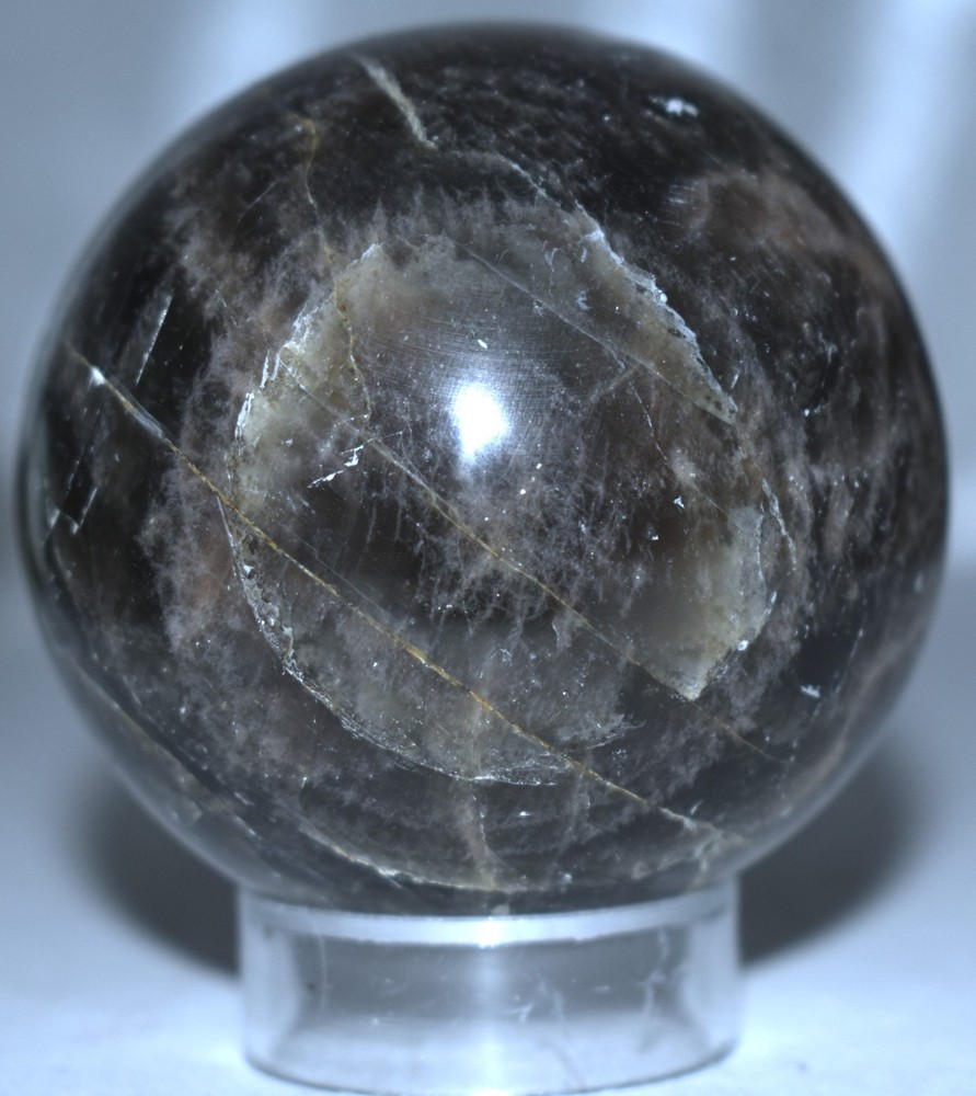 Pretty Black Moonstone Sphere w/Stand 2.3"/276 Grams