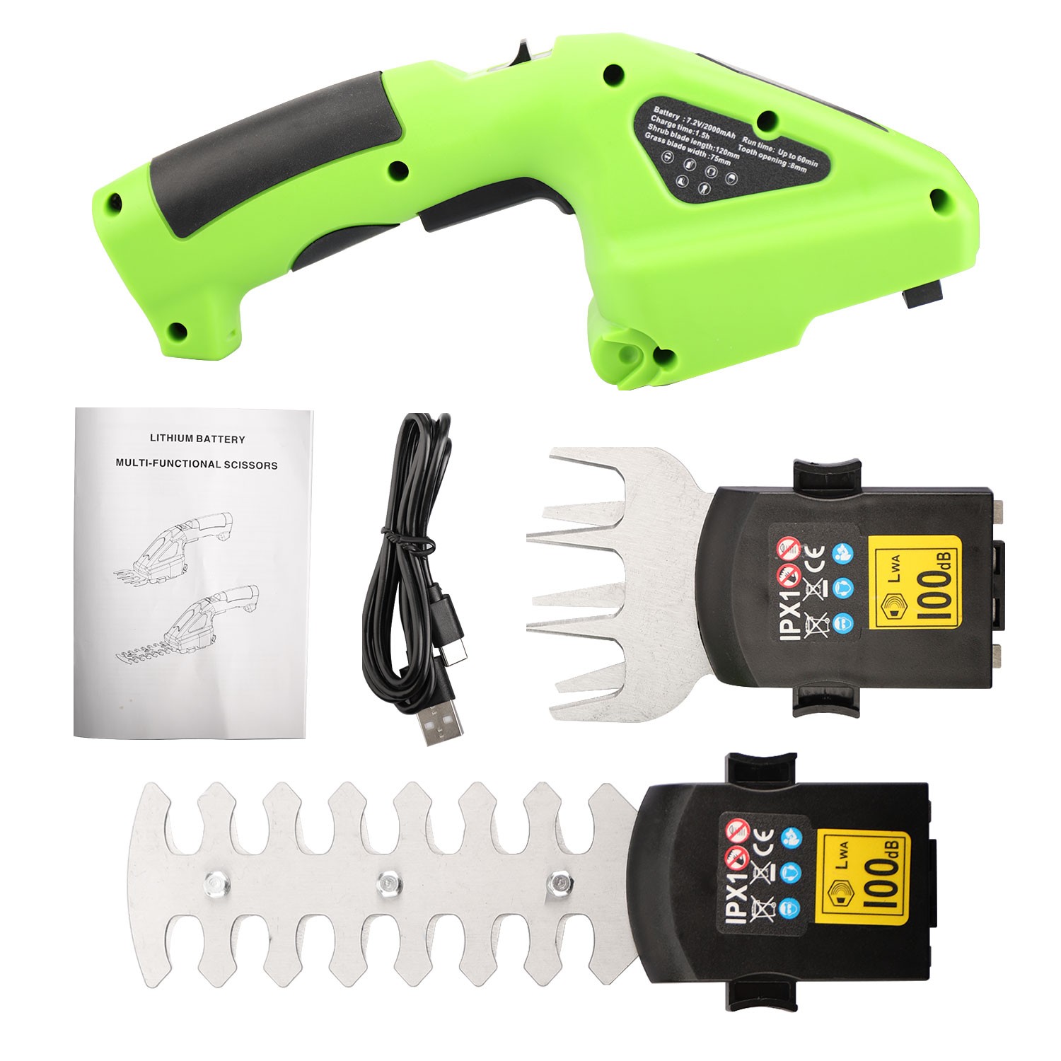 2 in 1 Cordless Grass Shear & Shrubbery Trimmer Handheld Electric Hedge Trimmer