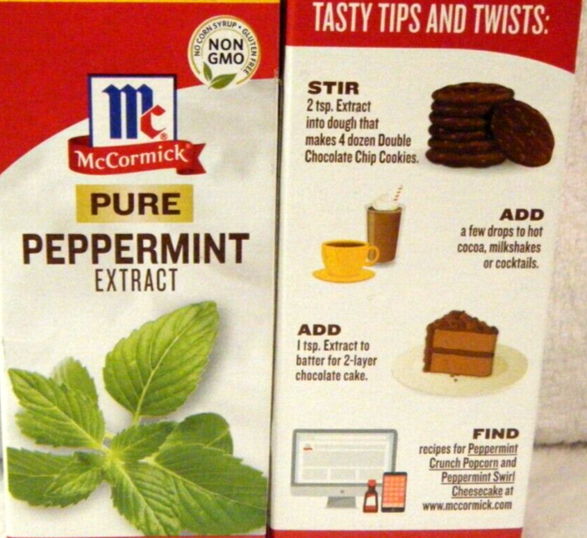 2 Pack- McCormick Pure Peppermint Extract -1 oz. x2 Expiration 10/28 FREE SHIP