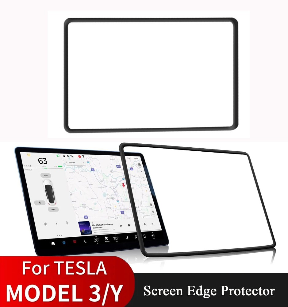 Screen Frame Protector for Tesla Model 3 Y Accessories Silicone Black 2017-2024