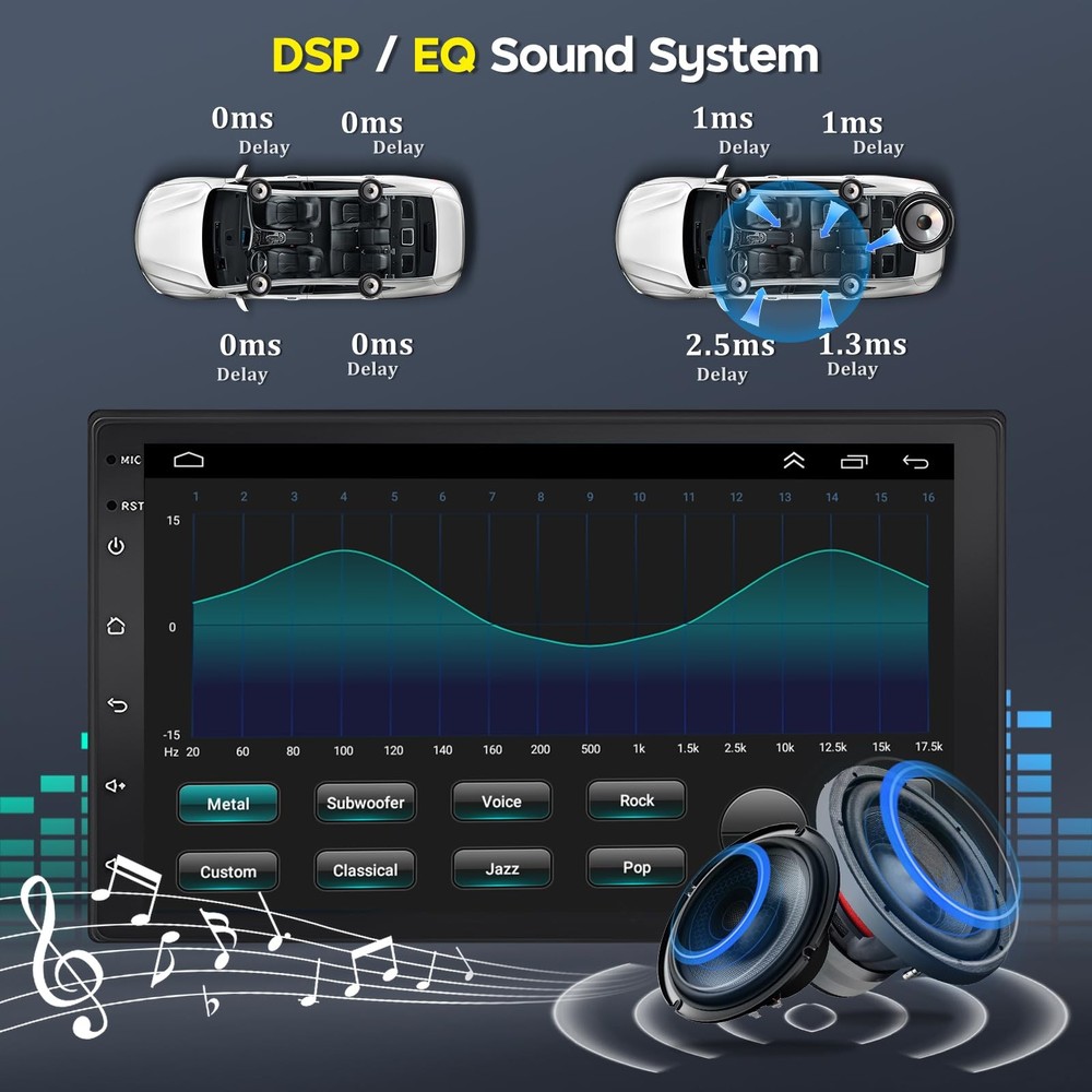 4+64G 9" Touchscreen Car Stereo Wireless Carplay Android Auto GPS Bluetooth WiFi