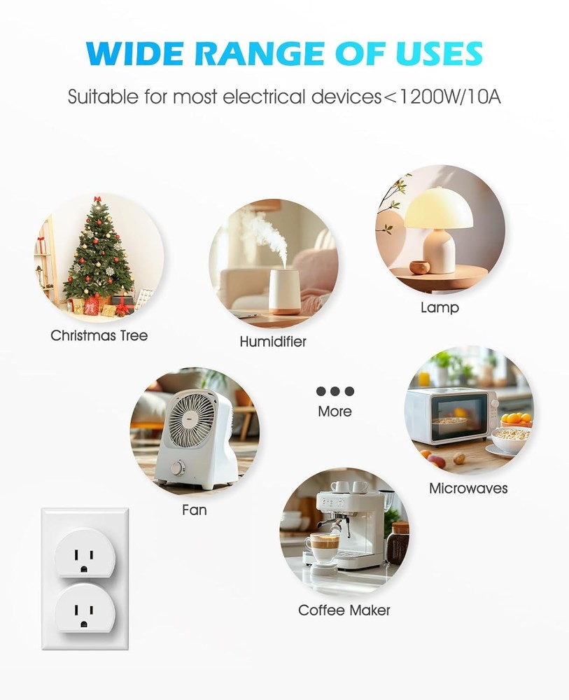 2 Pack Wireless Remote Control Outlet, Mini Remote Light Switch 10A/1200W