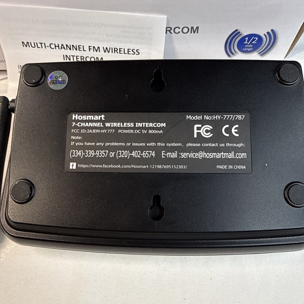 Hosmart HY-777/787 Wireless Home Intercom System - New Open Box