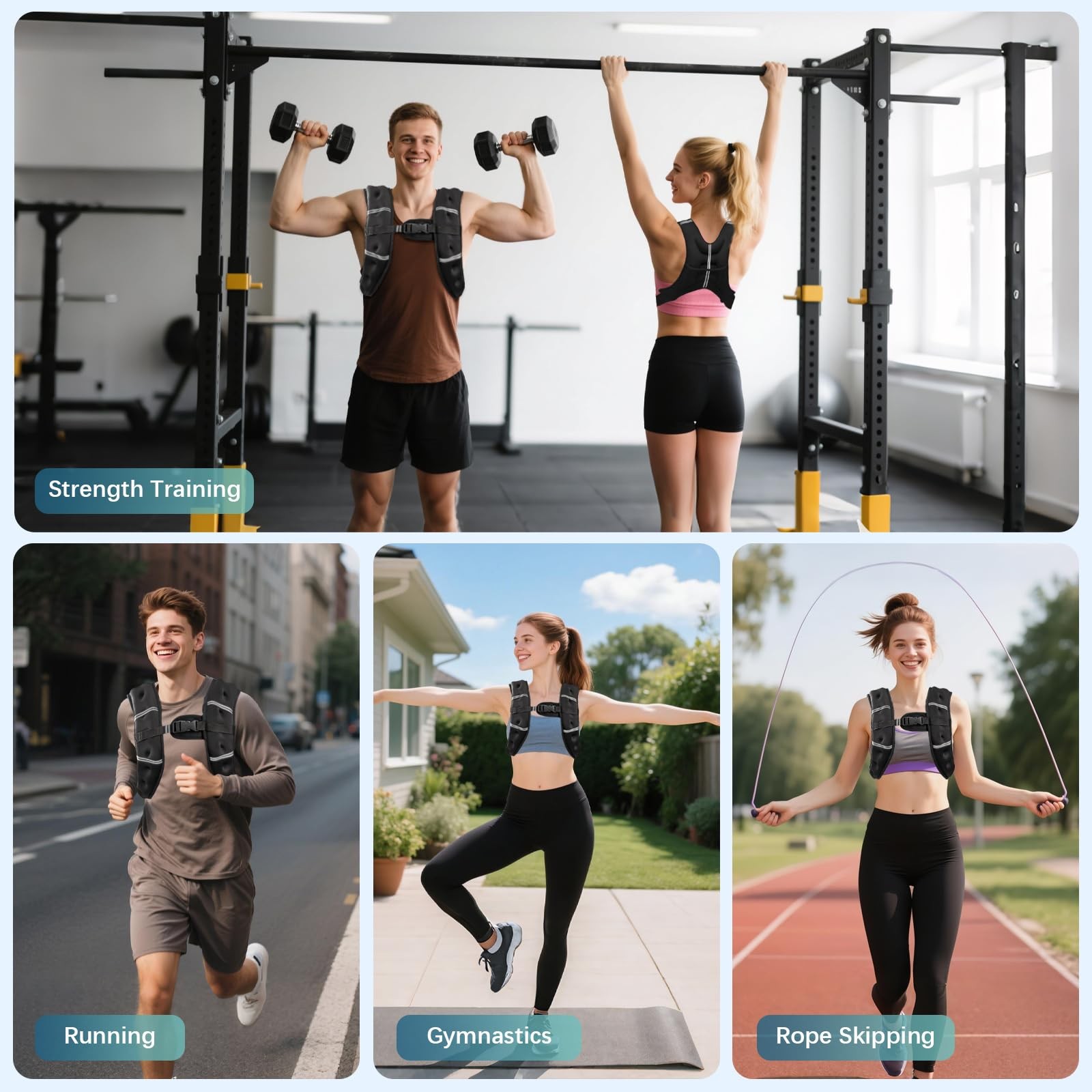 Weighted Vest, 8lb/12lb/16lb/20lb/25lb/30lb Weight Vest with Two Adjustment S...