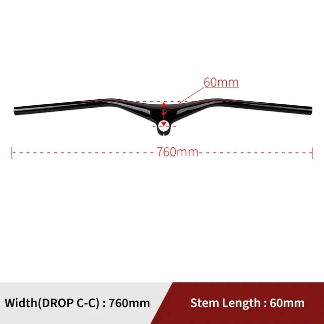Carbon MTB Bicycle Integrated Handlebars Stem Angle -17 Degree Internal Wiring