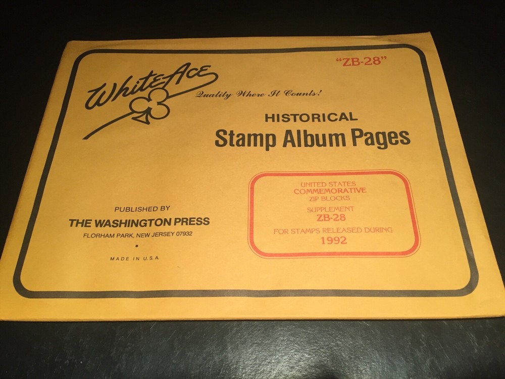 White Ace Stamp Album Supplement Pages - Mister Zip Commemoratives ZB-28 1992