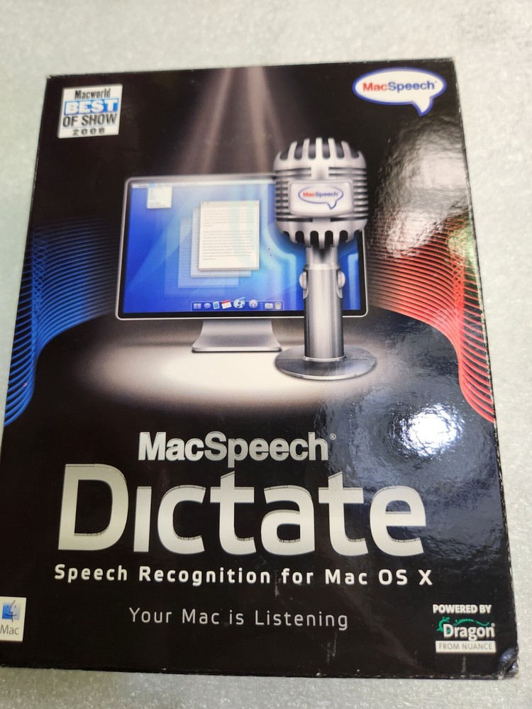 MacSpeech Dictate (Mac)-Dragon-Apple/Intel processor speech dictation OSX 10.5.6