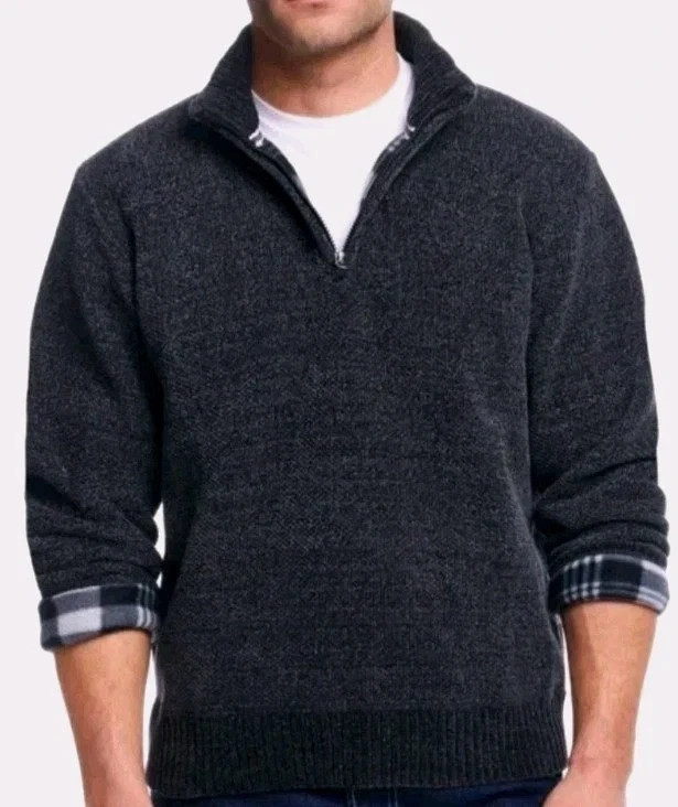 Weatherproof Vintage Men's Flannel lined 1/4 zip Sweater
