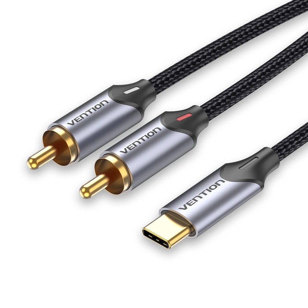 VENTION USB C to 2 RCA Audio Cable, Type-C Cable 2RCA 2m/6.5ft, Black