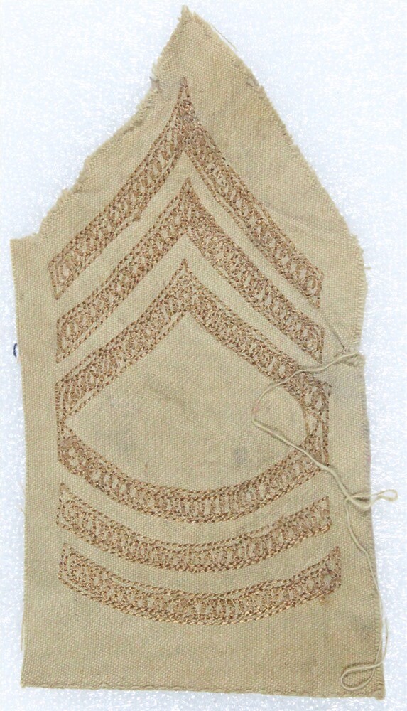 Army Chevron: Master Sergeant - theater made, chain stitch on khaki (#2)