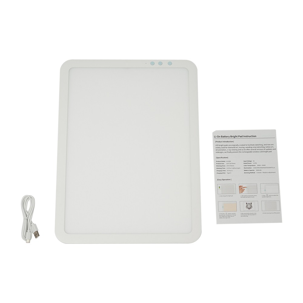 LED Bright Light Pad Portable Wireless Light Board adjustable brightness Green