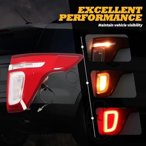 Tail Light Assembly Compatible with 2011-2015 Explorer Passenger Side Right