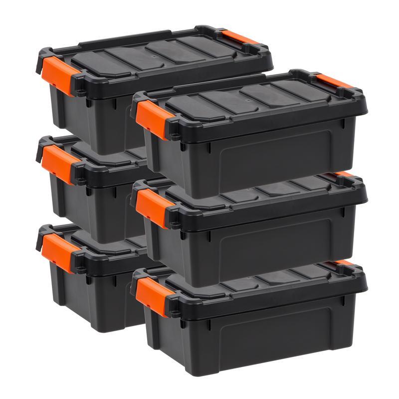 Heavy Duty Storage Bins 6 Pcs Lockable Lids Stackable Containers Durable Totes