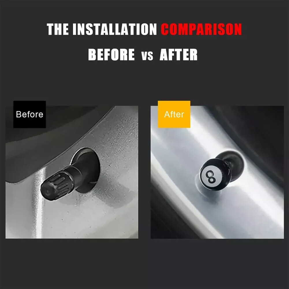 8Pcs Pool 8 Ball Tire/Wheel Car Tire Valve Stem Air Caps Cover for SUV Bicycle