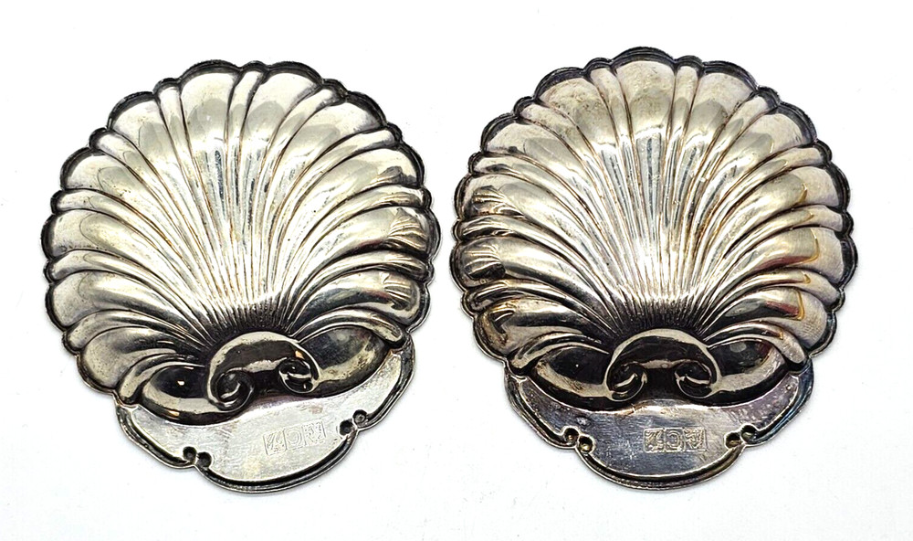 2 Crescent Silverware Co. Scalloped Trinket Sauce Dishes Silver Plated 3" x 3.5"