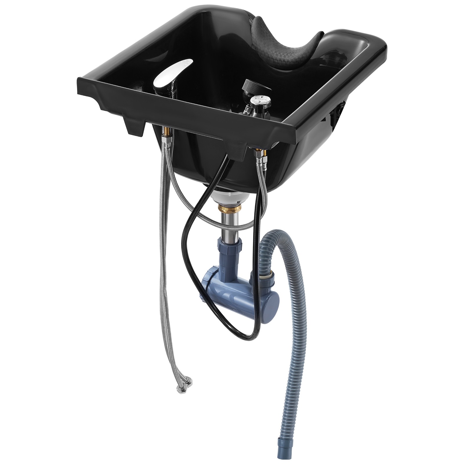 VEVOR Shampoo Bowl Black Square Plastic Shampoo Sink for Hair Wash Beauty Salon