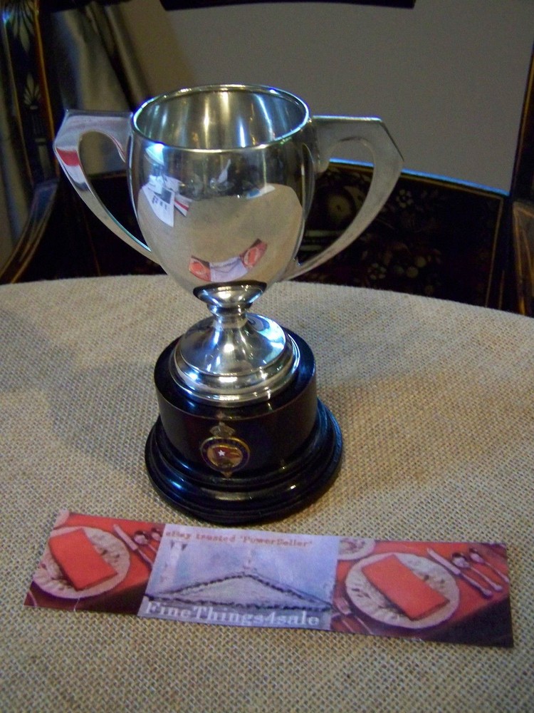 FANCY CLASSICAL STYLE REGAL SILVER TROPHY with CREST AND STAND - USE AS VASE?