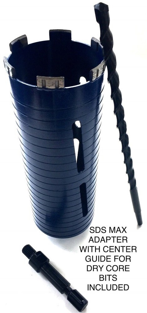 3" Dry Diamond Core Bit for Concrete with SDS MAX Adapter & Pilot bit