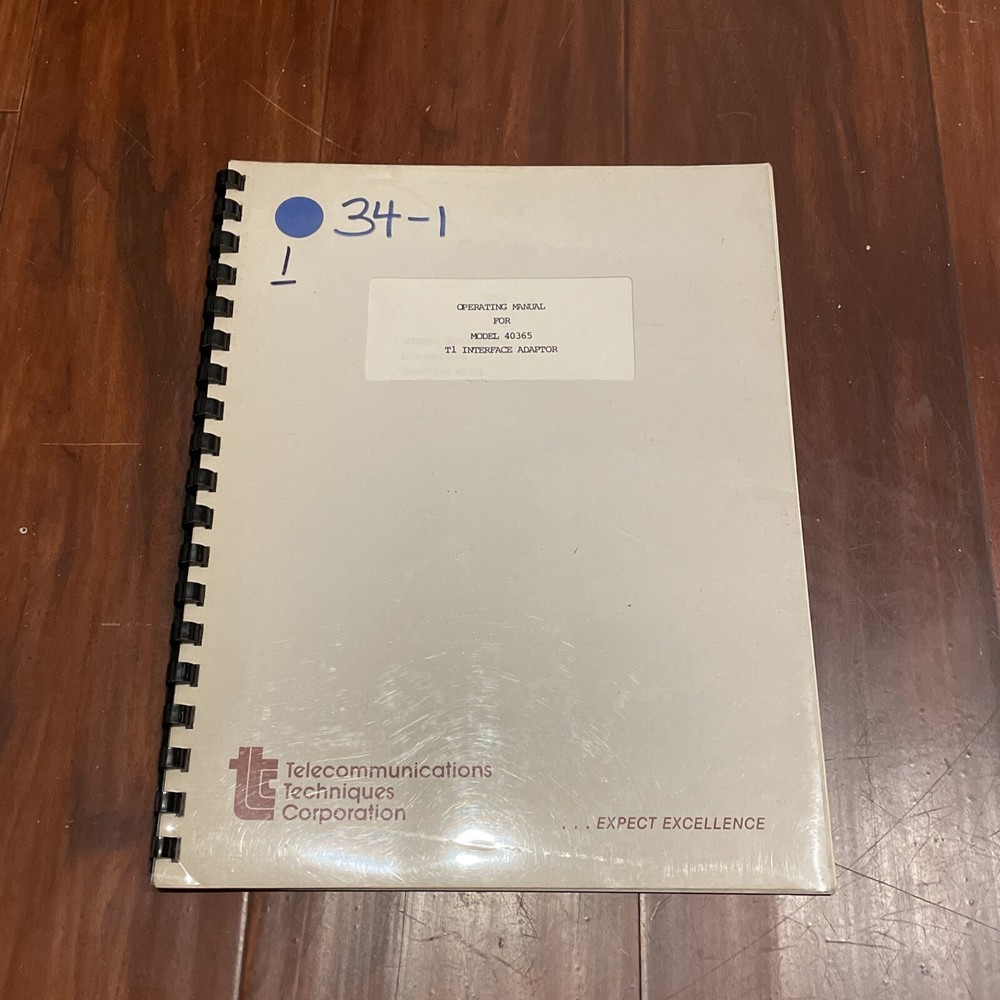 Telecommunications Techniques Corp 40365 T1 Interface Adaptor Operating Manual