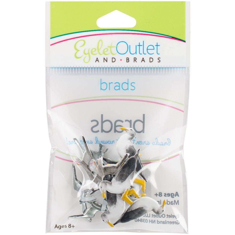 Eyelet Outlet Shape Brads 12/Pkg-Seagull - 6 Pack