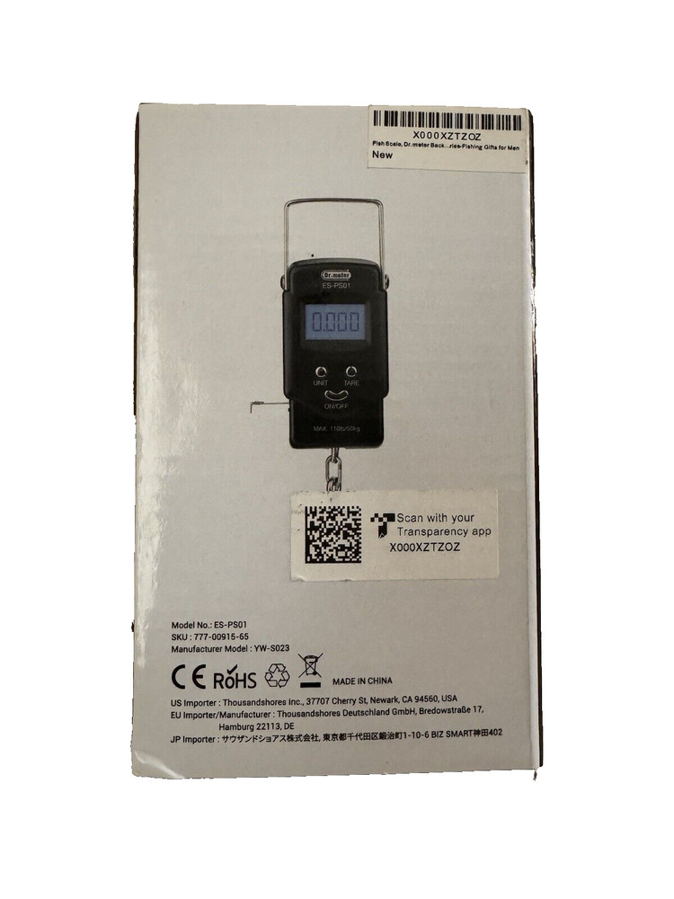 NEW Dr. Meter Digital Hanging Scale, Black ES-PS01 Original Box