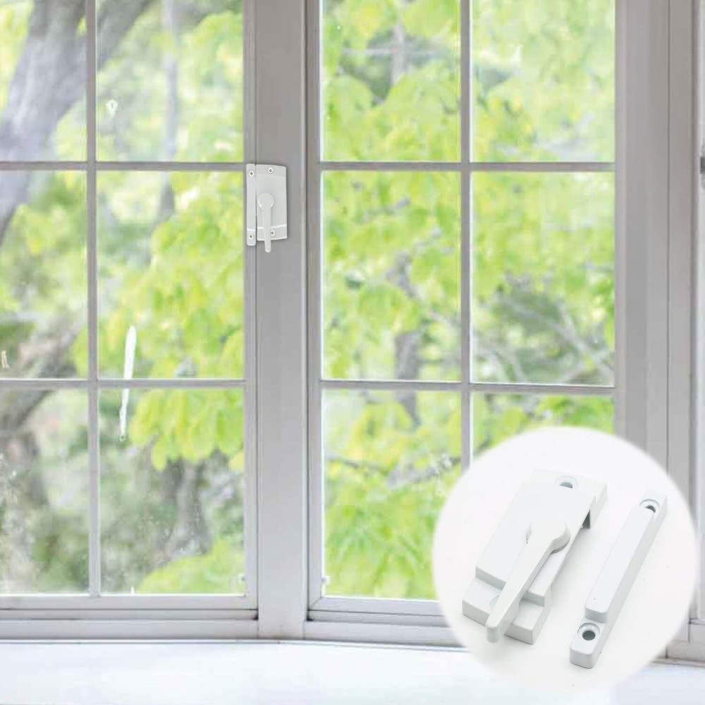 "2 Pack Cam Action Window Sash Locks for Double Hung Windows, White Sash Window