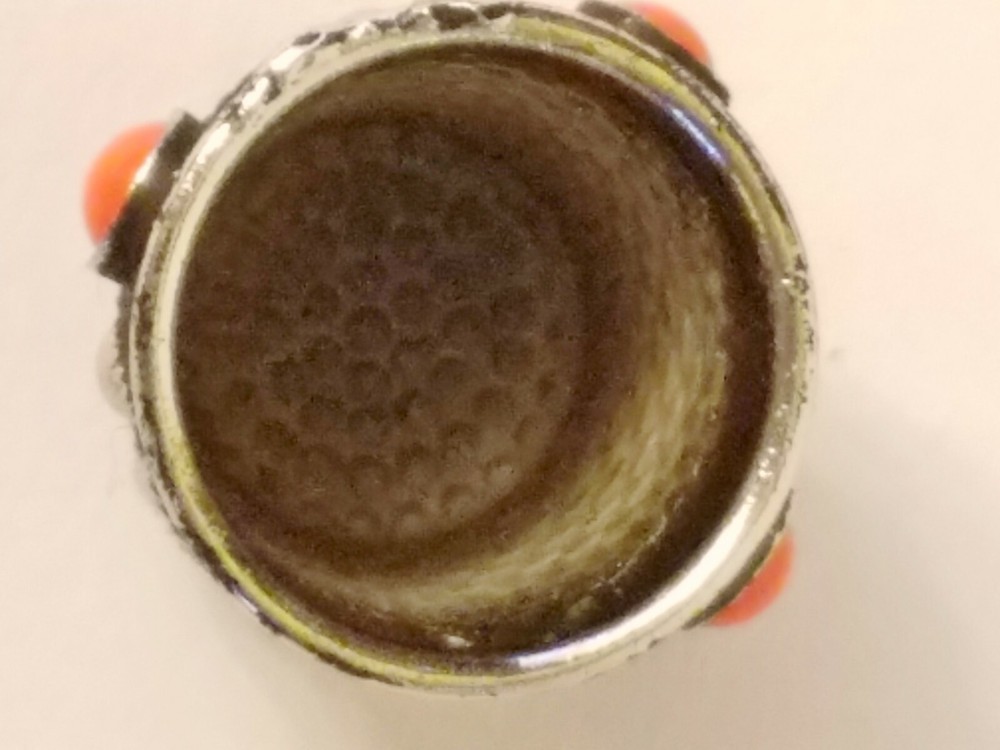 Unique black-silver thimble with coral