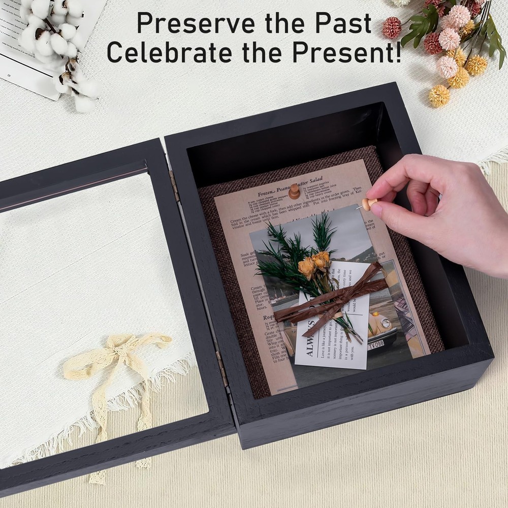 Shadow Box Frame 8x10 Deep Display Case Memorial Keepsake Wood Rustic Decor