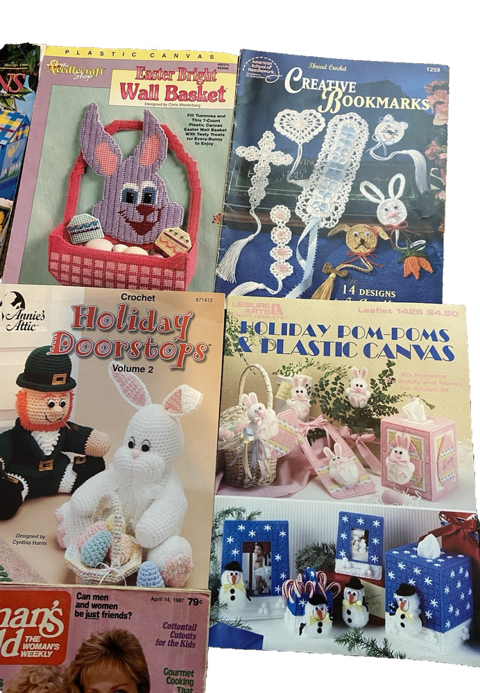 (7) VTG CROCHET EASTER BUNNY MIXED MAGAZINES DIFFERENT PATTERNS