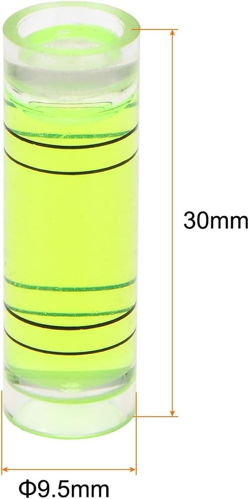 10pcs Small Cylindrical Bubble Level Vials 9.5x30mm PMMA Mini Horizontal Bubble