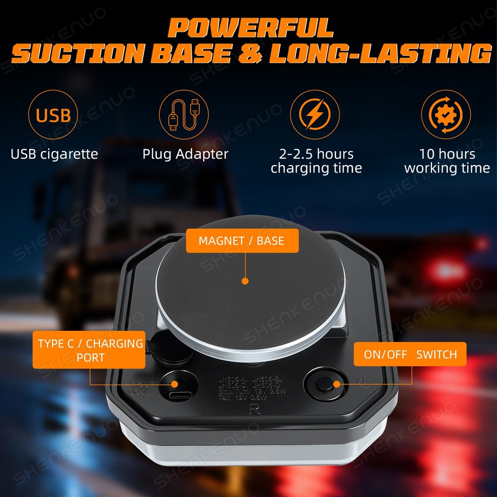 Upgraded Wireless Trailer Lights Magnetic Bluetooth Remote Control Trailer Tail