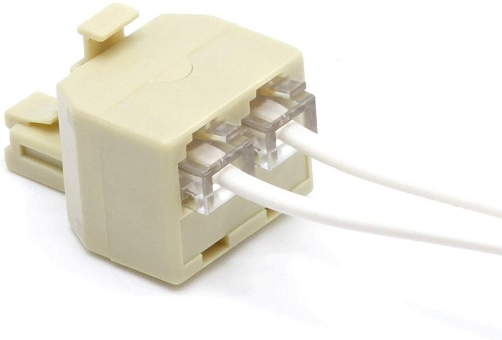 Duplex Modular Phone Wall Jack Adapter (IVORY) RJ11 - Splitter | One Pack