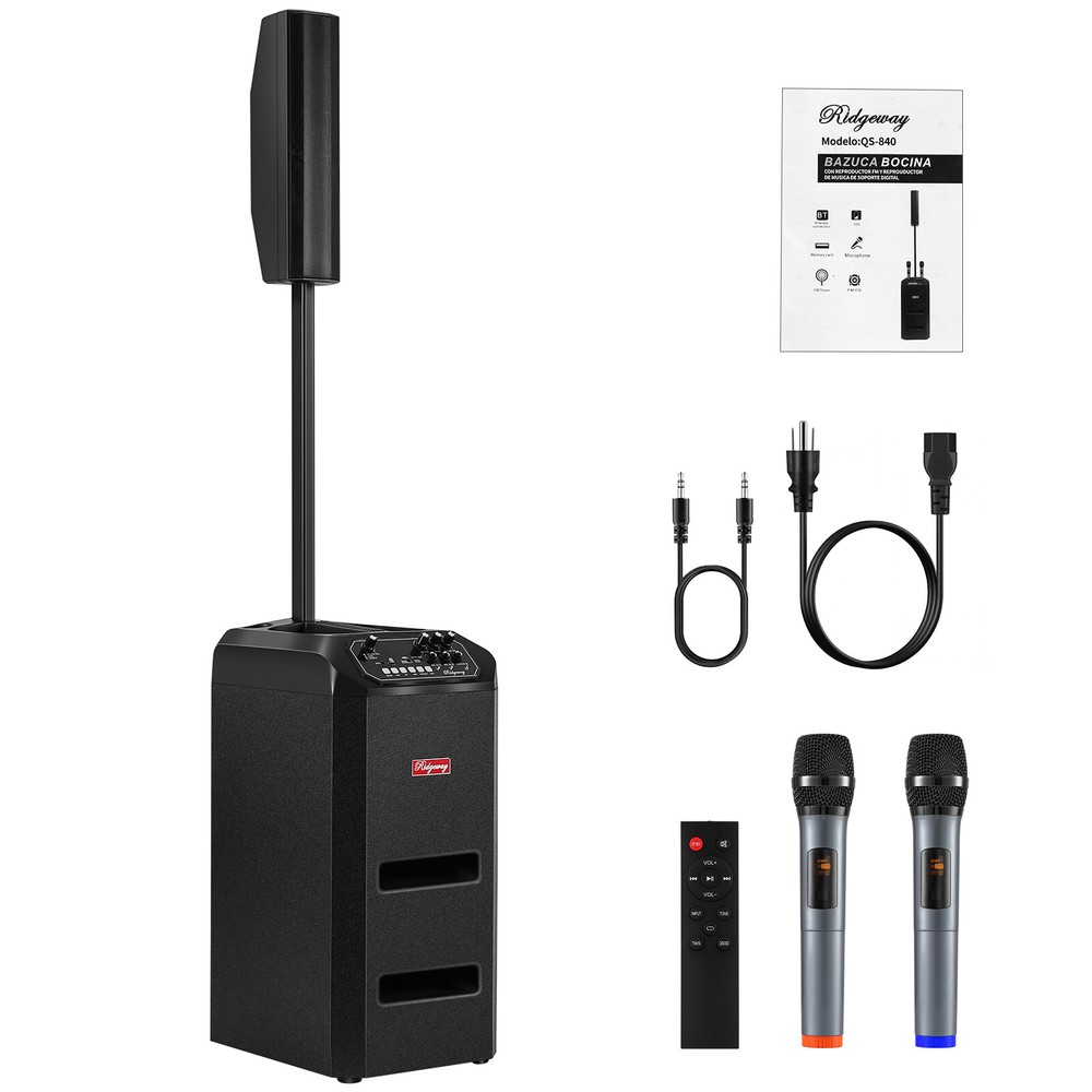 5000W 8"Portable Bluetooth Line Array DJ/PA Speaker System w/2 Wireless Microphe