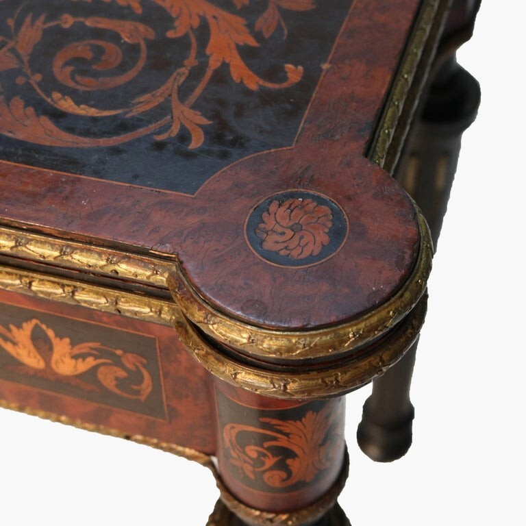 Antique Ebonized, Ormolu & Inlay Card Table C1880