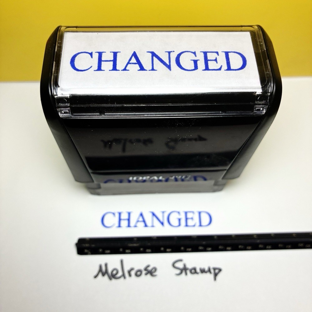 Changed Rubber Stamp Blue Ink Self Inking Ideal 4913