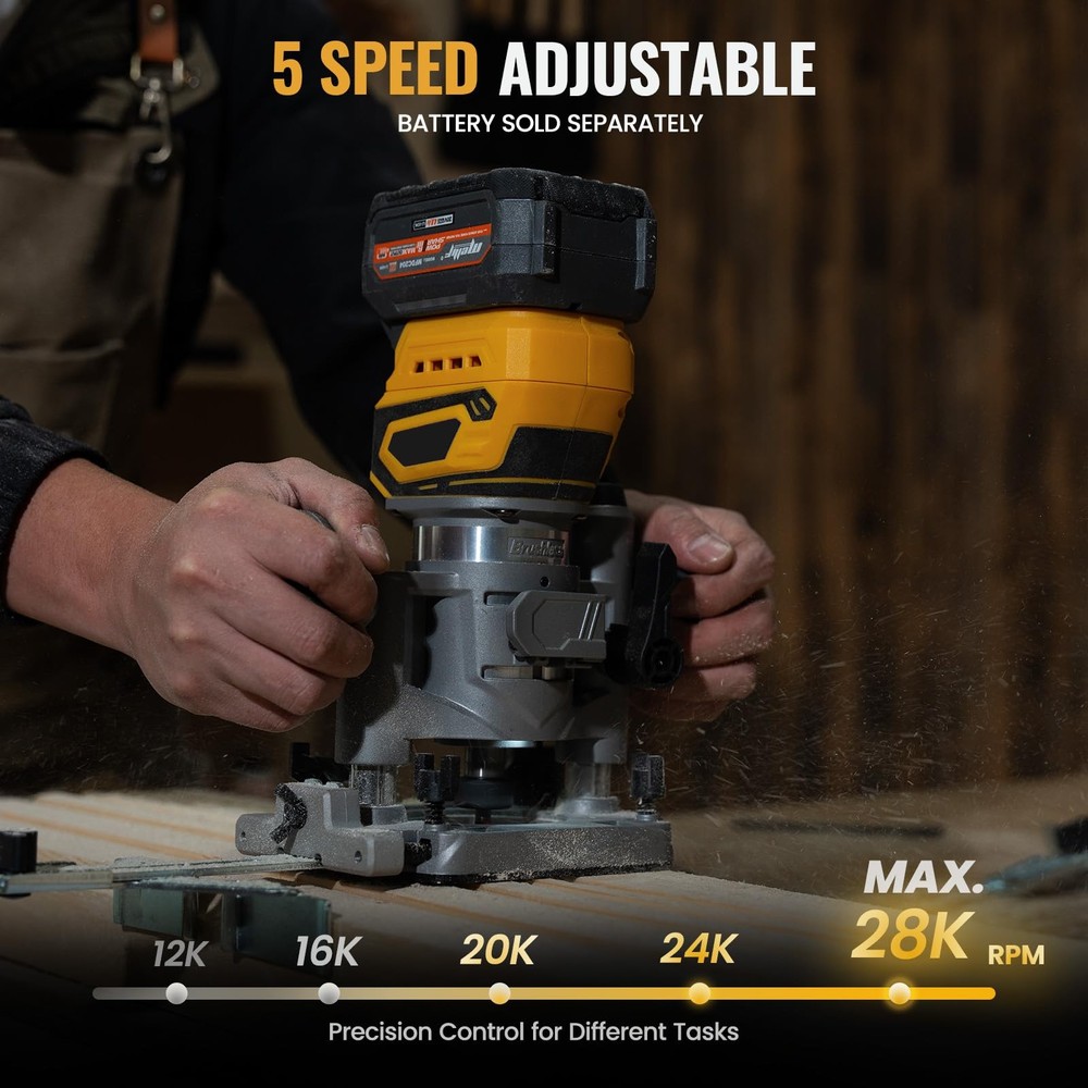 Compact Router Plunge/Fixed Base Kit (Tool Only), Compatible with Dewalt 20V ...