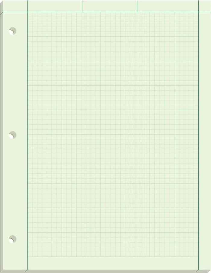Engineering Computation Pad, Glue Top Graph Rule On Back Green Tint Paper, 8-1/2