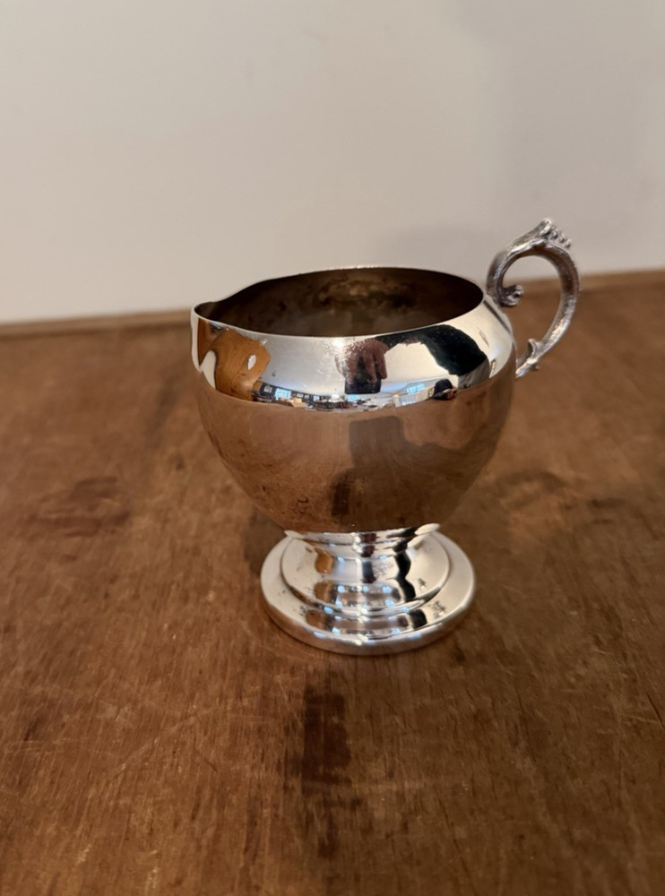 Vintage Silverplate Creamer Pitcher with Handle 3.5"